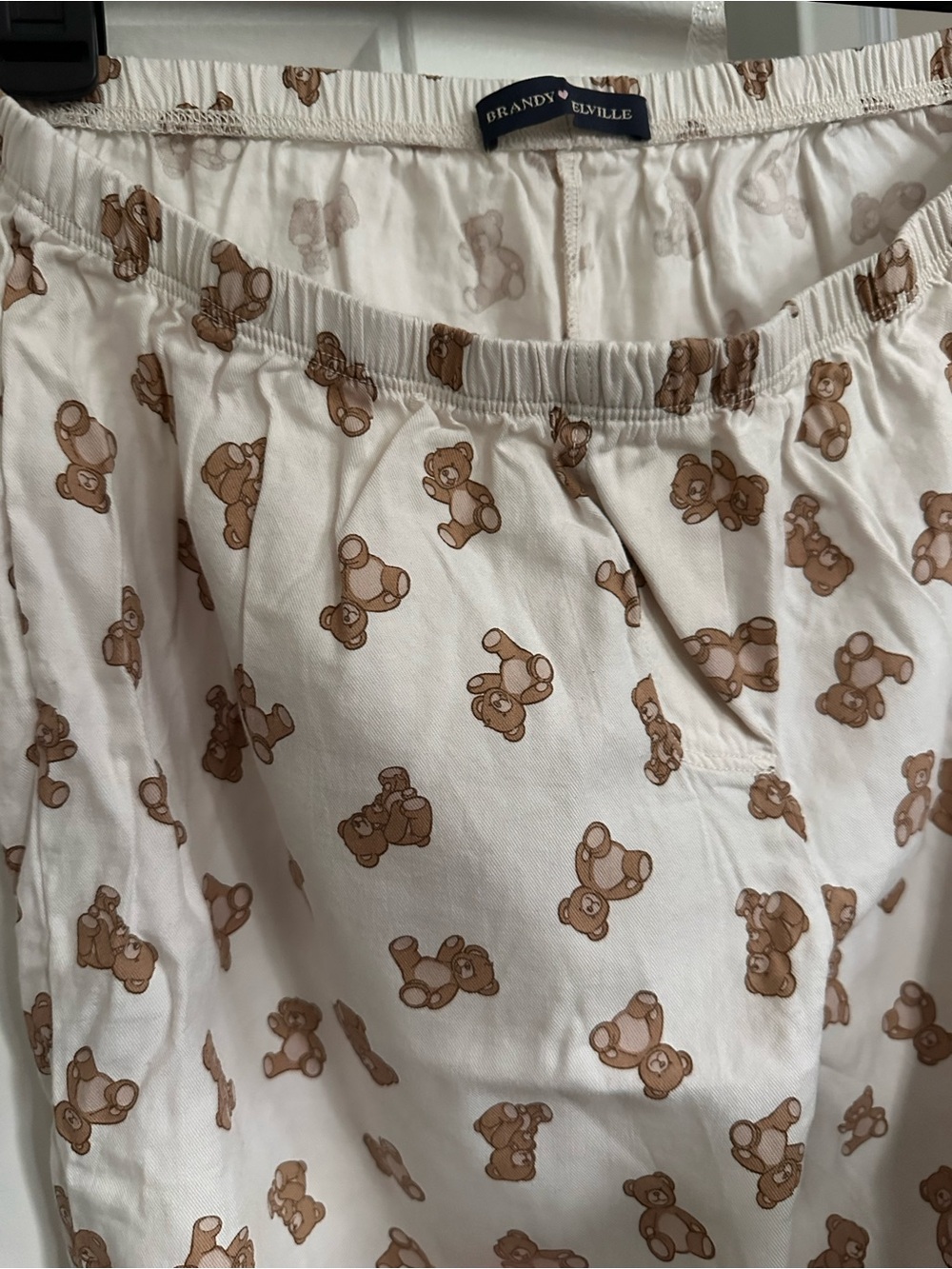 Brandy Melville wide Leg Lounge Pants in Cream Brown Teddy Print XS like new - Picture 6 of 6